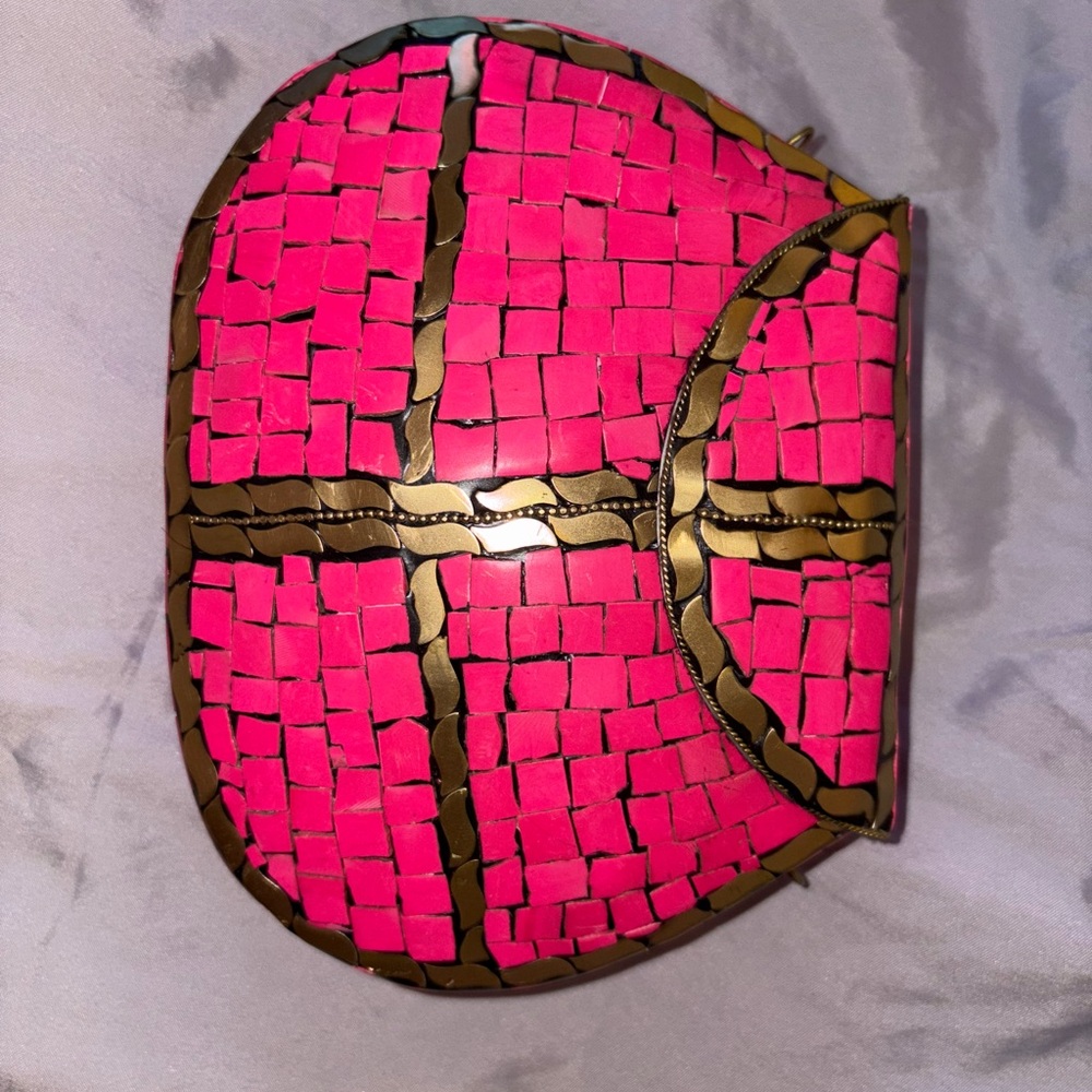 RAMLA Pink and Gold Mosaic Handbag